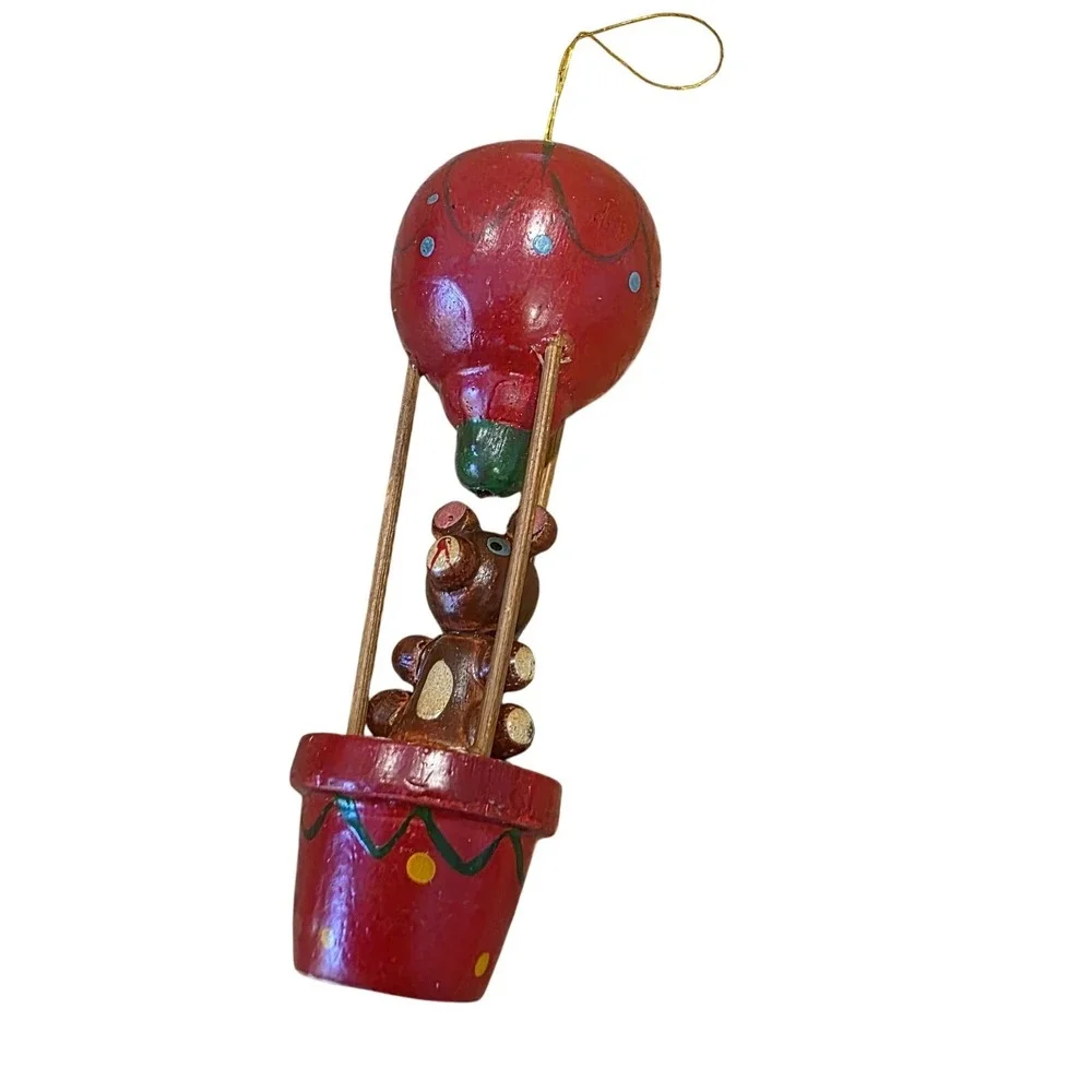Russ Berrie & Co Christmas Ornaments Lot‎ of 4 Hand Painted Wooden Horses
